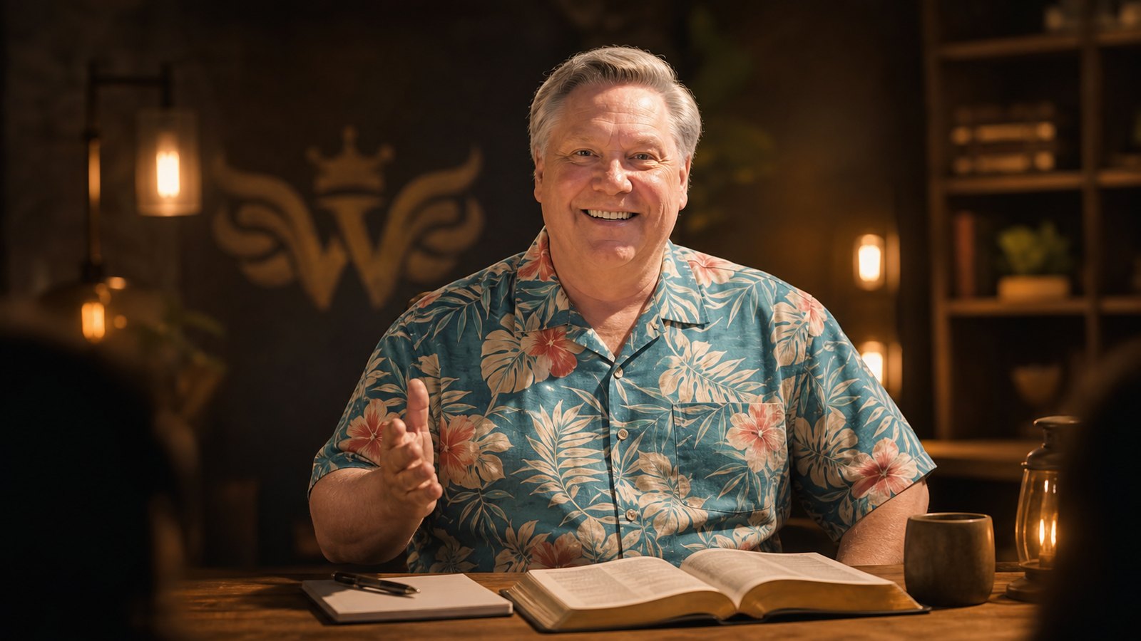 Robert Hollis sharing a teaching beside an open Bible