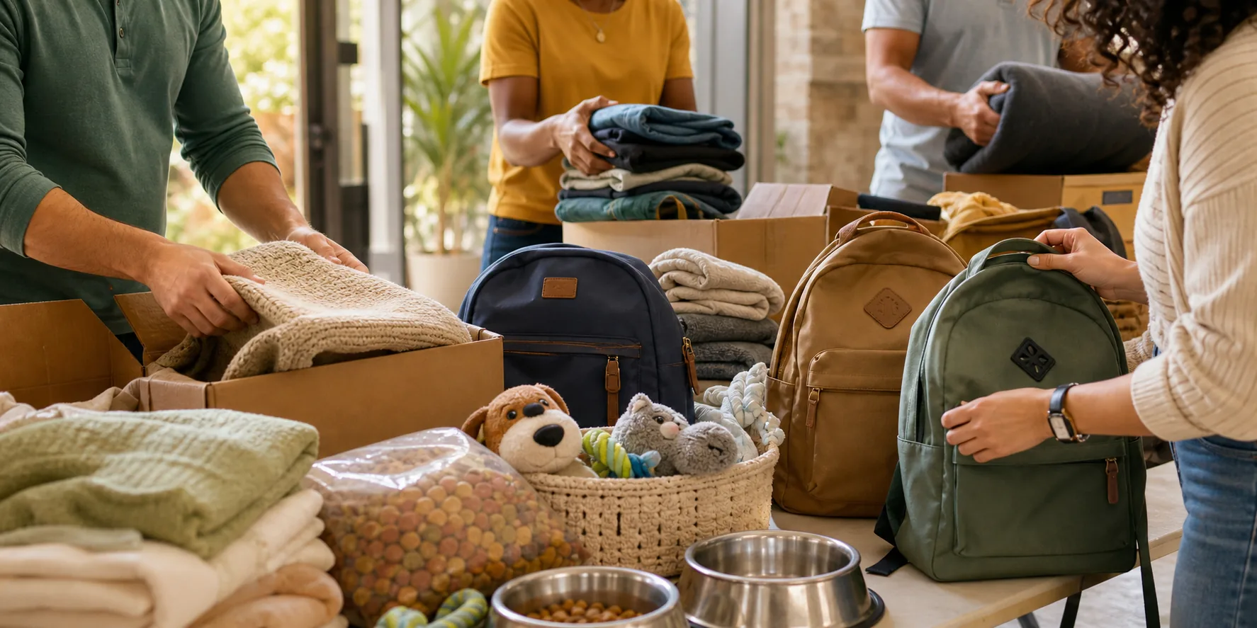 Community volunteers preparing resources for people in need