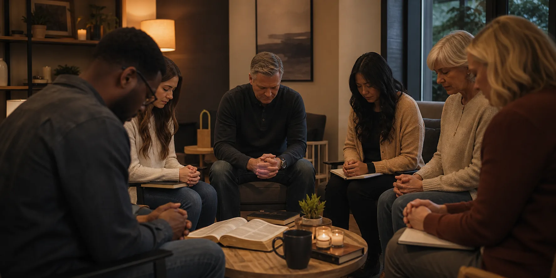 Hands joined in prayer and encouragement